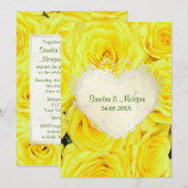 Gele Rose Floral Wedding Invitation Kaart (Voorkant / Achterkant)