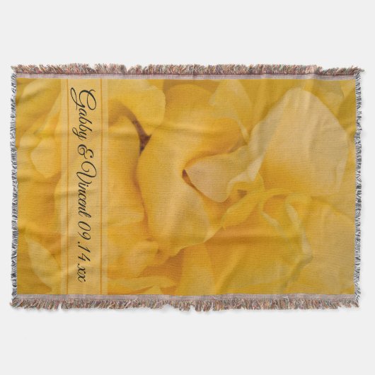 Gele Rose Floral Wedding Keepslag Deken (Voorkant)