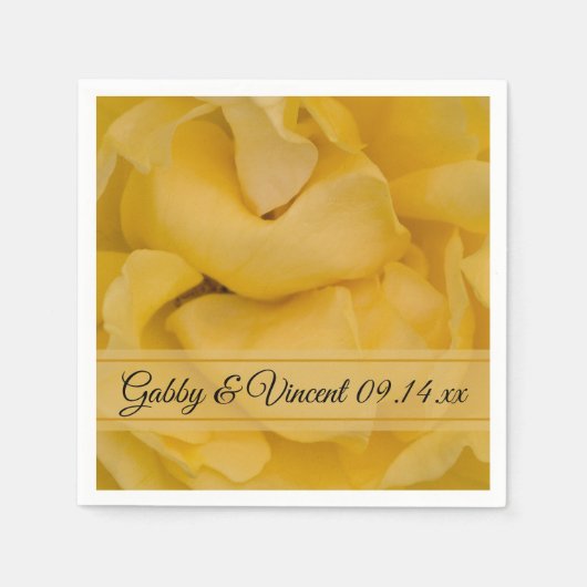 Gele Rose Floral Wedding Servetten (Voorkant)