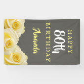 Gele Rose Flower Floral 80th Birthday Party Spandoek (Horizontaal)