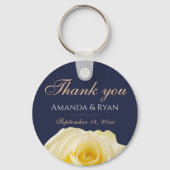 Gele Rose Flower Floral Wedding Dank je Sleutelhanger (Voorkant)