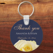 Gele Rose Flower Floral Wedding Dank je Sleutelhanger (Voorkant)