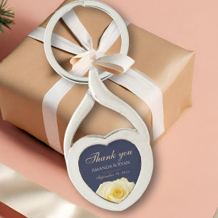 Gele Rose Flower Floral Wedding Dank je Sleutelhanger