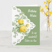 Gele Rose Flower Sister-in-law Kaart (Gele Bloem)