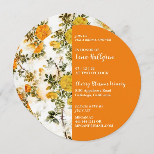 Gele Rose Garden Bridal Shower Invitation Kaart (Voorkant / Achterkant)