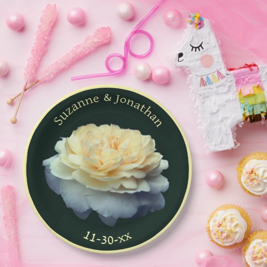 Gele Rose Gepersonaliseerde Bruid Papieren Bordje (Feest)