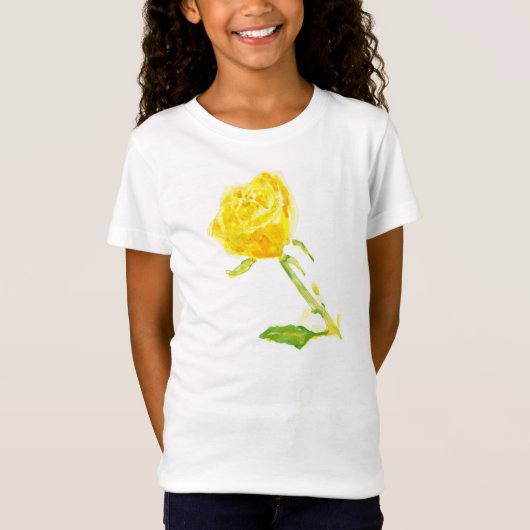 Gele Rose. Girls' Bella Jersey T-Shirt, White T-shirt (Voorkant)