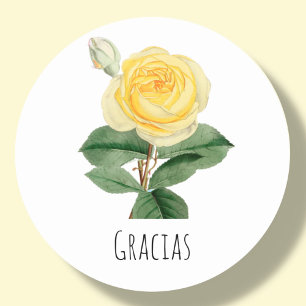 Gele Rose Gracias   Ronde Sticker