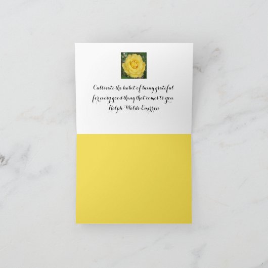 Gele Rose Grateful for All Good Thans Bedankkaart (Binnen)