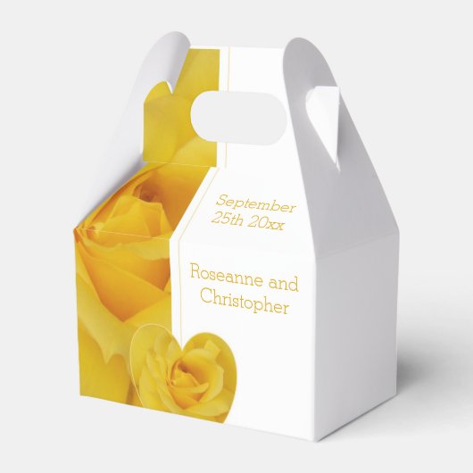 Gele Rose Hart Ontwerp bruiloft Bedankdoosjes (Voorkant Zijde)