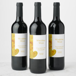 Gele Rose Hart Ontwerp bruiloft Wijn Etiket