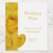 Gele Rose Hart Ontwerp bruiloft Wijn Etiket (Enkel label)