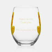 Gele Rose Hart Ontwerp bruiloft Wijnglas Zonder Voet (Voorkant)