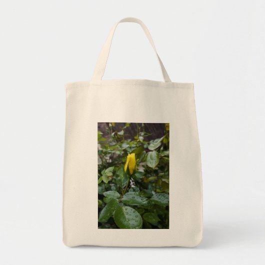 Gele Rose in de regen Tote Bag (Voorkant)