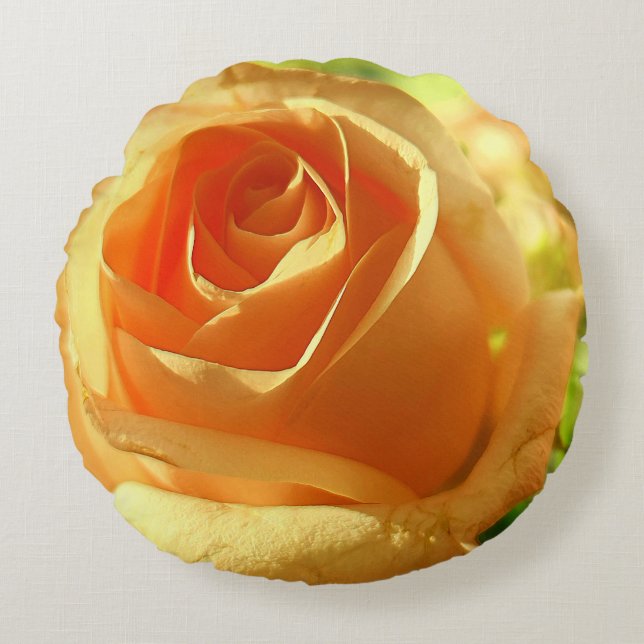 Gele Rose in Full Bloom Rond Kussen (Voorkant)