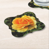 Gele Rose in Natuur Kartonnen Onderzetters (Gekanteld)