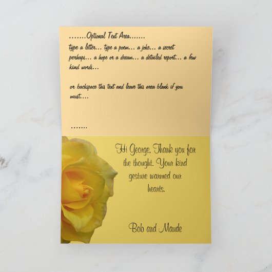 Gele Rose Kaart Gepersonaliseerde Flower Wenskaart (Binnen)