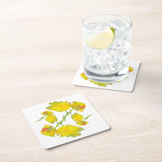 Gele Rose. Kartonnen Onderzetters (Insitu)