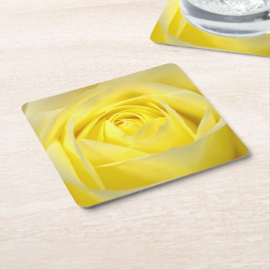 Gele Rose Kartonnen Onderzetters (Schuin)