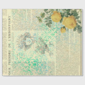  Gele Rose, Lady, Newsprint Cadeaupapier (Vlak)