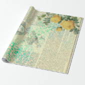  Gele Rose, Lady, Newsprint Cadeaupapier (Uitgerold)