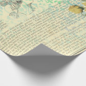  Gele Rose, Lady, Newsprint Cadeaupapier (Hoek)