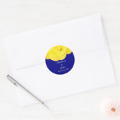 Gele Rose Marine Blauw Bloemen Bruiloft Cool Uniqu Ronde Sticker (Envelop)