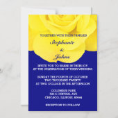 Gele Rose Marine Blauw Bloemen Wit Unieke Bruiloft Magnetische Uitnodiging (Voorkant)