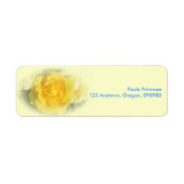 Gele Rose met flauw blauw Etiket (Voorkant)