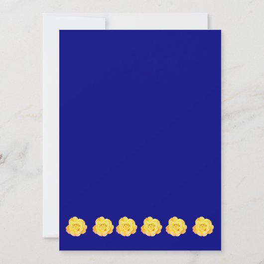 Gele Rose Navy Blauw Bloemen Bruiloft Bright Kaart (Achterkant)