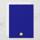 Gele Rose Navy Blauw Bloemen Wit Bruiloft Kaart (Achterkant)