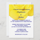 Gele Rose Navy Blauw Wit Schattige Trendy Bruiloft Kaart (Voorkant)