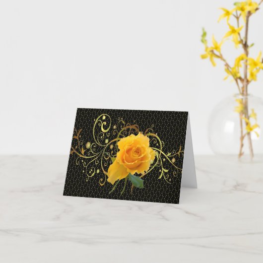 Gele Rose Note Kaart (Gele Bloem)