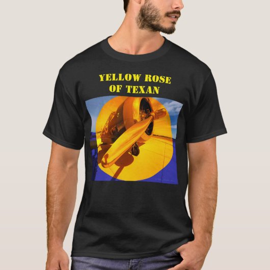 Gele Rose of Texan (Noord-Amerikaanse T-6 Texaan) T-shirt (Voorkant)