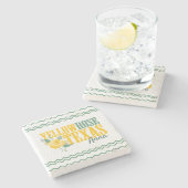 Gele Rose of Texas - Enkelvoudig Roos Stenen Onderzetter (Zijkant)