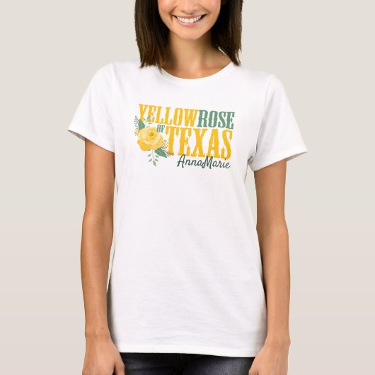 Gele Rose of Texas - Enkelvoudig Roos T-shirt (Voorkant)