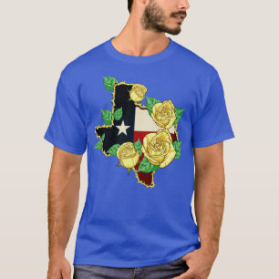 Gele Rose of Texas Flag Proud Texan American Pat T-shirt