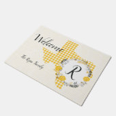 Gele Rose of Texas - Gingham Monogram Deurmat (Schuin)