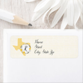 Gele Rose of Texas - Gingham Monogram Etiket