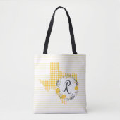 Gele Rose of Texas - Gingham Monogram Tote Bag (Voorkant)