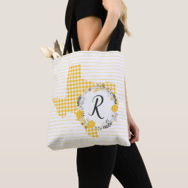 Gele Rose of Texas - Gingham Monogram Tote Bag