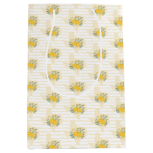 Gele Rose of Texas - Gingham State Pattern Medium Cadeauzakje (Voorkant)