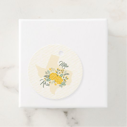 Gele Rose of Texas - Gingham State Wedding Bedankjes Labels (In situ)