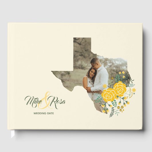 Gele Rose of Texas - Gingham State Wedding Gastenboek (Voorkant)