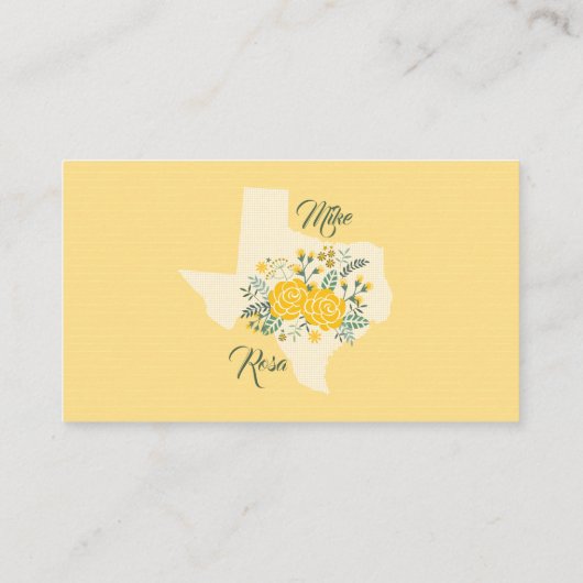 Gele Rose of Texas - Gingham State Wedding Informatiekaartje (Achterkant)