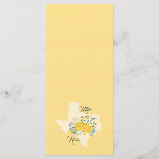 Gele Rose of Texas - Gingham State Wedding Menu (Achterkant)