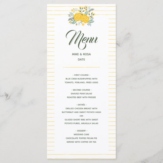 Gele Rose of Texas - Gingham State Wedding Menu (Voorkant)