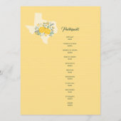 Gele Rose of Texas - Gingham State Wedding Programmakaart (Achterkant)