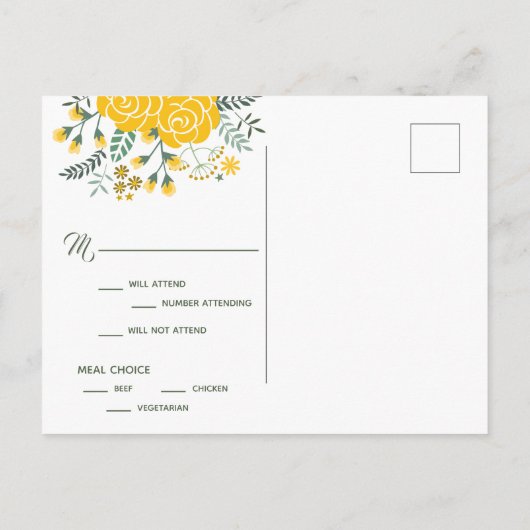 Gele Rose of Texas - Gingham State Wedding RSVP Briefkaart (Achterkant)