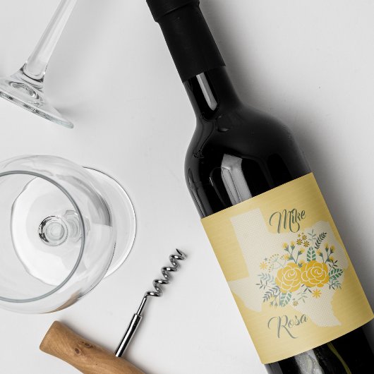 Gele Rose of Texas - Gingham State Wedding Wijn Etiket